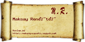 Maksay Renátó névjegykártya
